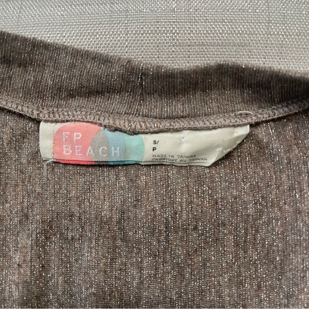 Free People FP Beach Brown Metallic Sweater Cardigan. Size S - Picture 6 of 11